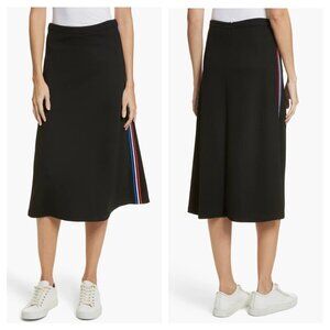ETRE CECILE A-Line Midi Skirt Side Stripe High Rise in Black Women's Small